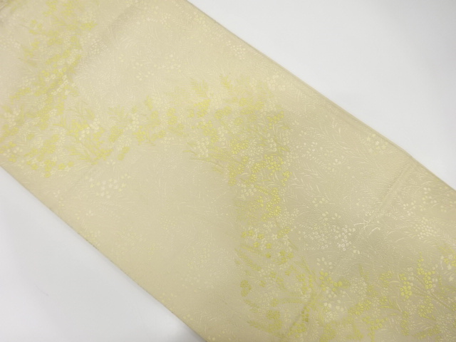 JAPANESE KIMONO / ANTIQUE FUKURO OBI / SILK / WOVEN AUTUMN FLOWERS